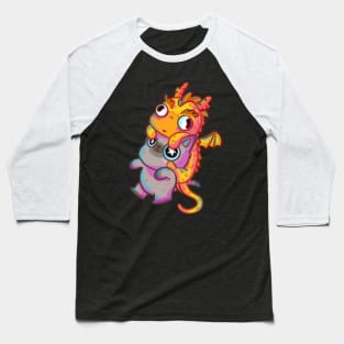 Dragon and Cat Baseball T-Shirt